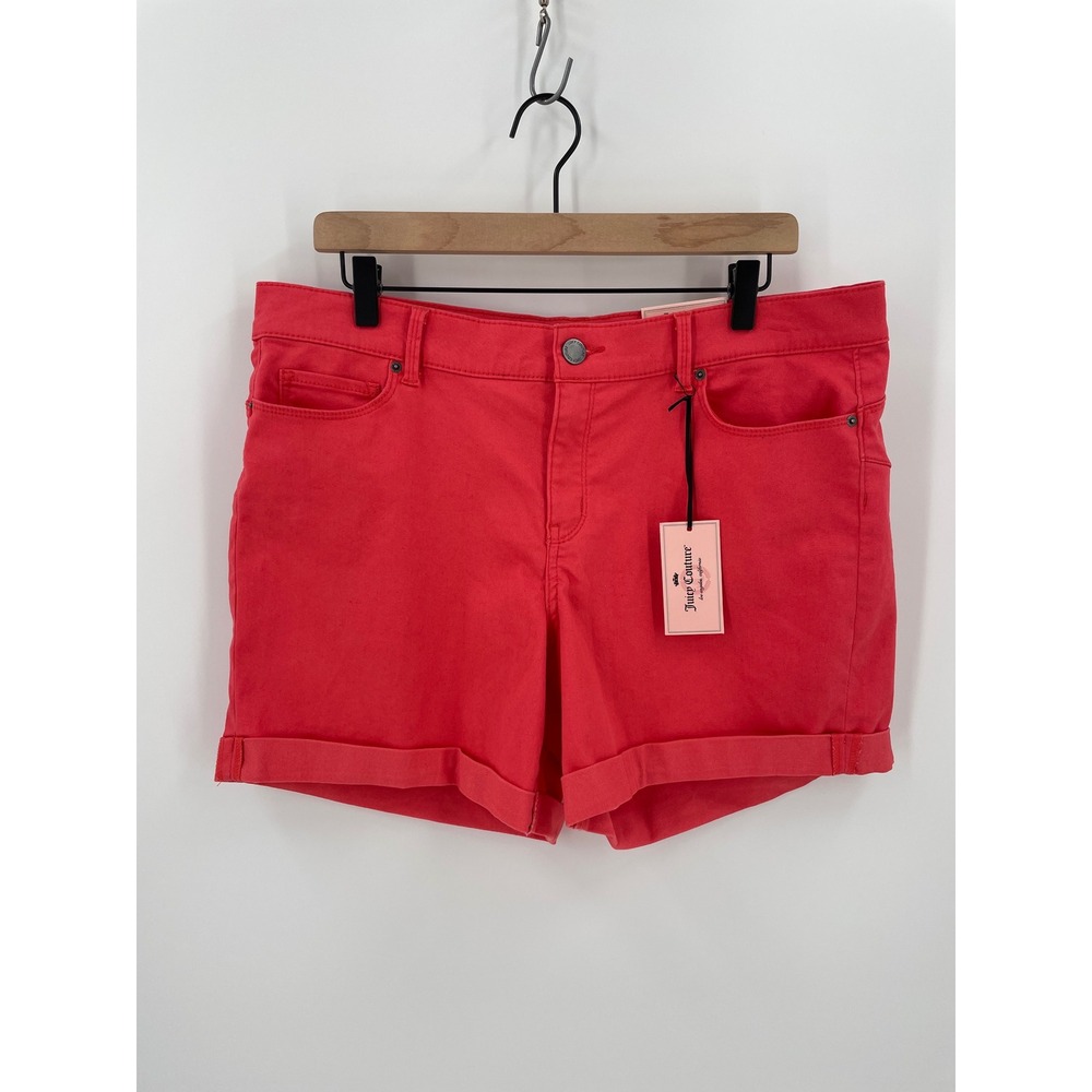 Juicy Couture Cayenne Coral Flaunt It Midi Shorts Size 16 Cuffed Stretch NWT